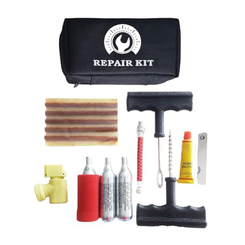 Kit Repara Pinchazos Coche y Moto | Con 3 Bombonas De Gas | Regulador De Presión Con Ruedas Sin Cámaras De Aire || Kit Repara Pinchazos De Emergencia |Para Coche y Moto | Con Estuche