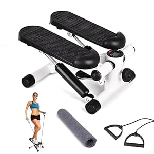 Steppers for Exercise, Mini Stepper with LCD Monitor & Resistance Bands, Gym Fitness Stair Stepper for Home Workout, Legs Arm Full Body Training