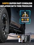 Jump Starter with Air Compressor, Battery Jumper Starter Portable,12V Jump Box with 160PSI Tire Inflator for Car Battery, LED Display for All Gas & 12L Diesel Engines, LED Light, Jumper Cables
