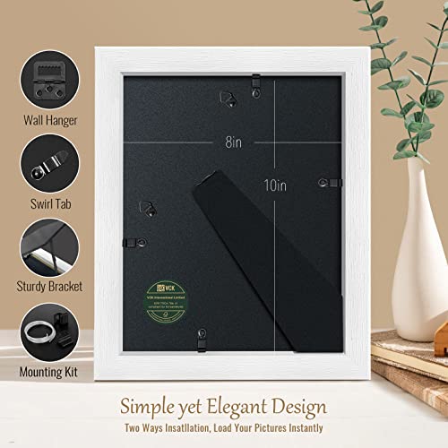 Image of VCK 8x10 Picture Frame Set of 3, White Wood Frames, Gallery Wall Decor Photo Frames for Wall Mounting Horizontally or Vertically