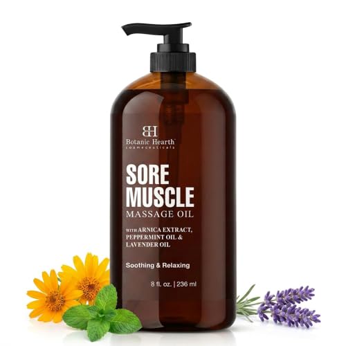 Botanic Hearth Soremuscle Massage Oil 8 Fl Oz| Refreshing, Relaxing Massage Oils for Muscle Relaxing...