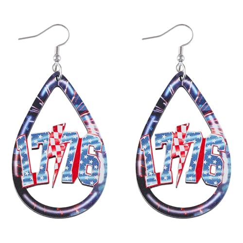 American Flag Dangle Earrings Patriotic 4th of July Earring for Women Red White Blue Bow Independence Day Memorial Day Holiday Party Accessories Gifts-N