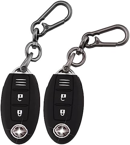 ERMWALR Car Key Full Cover Fit for Renault Clio Megane Koleos Kadjar Talisman Captur Espace Dacia Duster 4 Buttons Keyless Smart Card Case with Keychain 2 Pack (Rnl-BG)