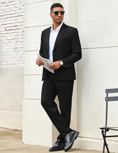 COOFANDY Men's 2 Piece Suits Slim Fit Two Buttons Casual Blazer Jacket and Pants Set Tuxedo Suit for Wedding Prom Business3