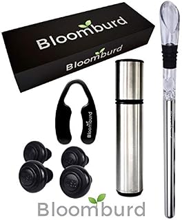 Bloomburd Wine Preserver Set - Premium Wine Saver Vacuum Pump, Stainless Steel Chill