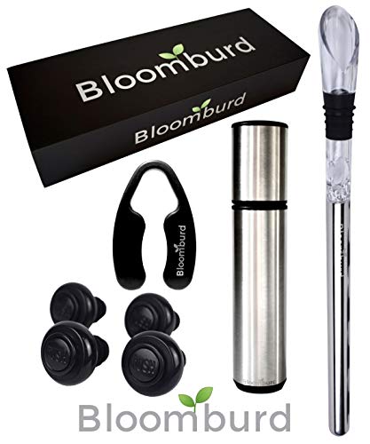 Bloomburd Wine Preserver Set - Premium Wine Saver Vacuum Pump, Stainless Steel Chill