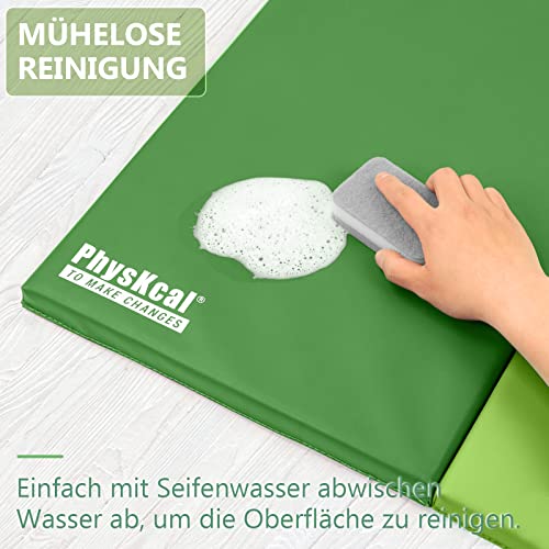 PhysKcal 5 Panel Wald Klappbare Weichbodenmatte Turnmatte Fitnessmatte Gymnastikmatte mit Tragegriffen, Sportmatte Spielmatte, Tumbling-Matte für Kinder, Polsterung für Activity Play