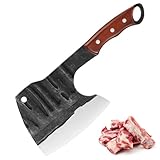 WEITINX Profi-Küchenbeil mit Holzgriff, Full Tang Küchenbeil mit Lederscheide, Scharfes Metzgermesser aus hochwertigem Kohlenstoffstahl, Hackmesser für Knochen,Messer Outdoor Schwerstarbeit