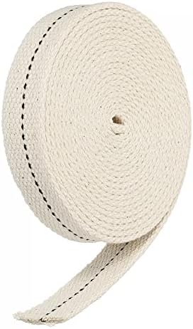 sourcing map Cotton Oil Lamp Wick 1/2 Inch Flat Wide 2 Meter/6Ft Long with Black Stitch for Oil Lantern Lighting