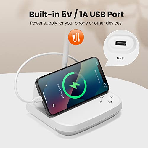 Back To School Led Rechargeable Desk Lamp, Celyst 5-In-1 Small Desk Lamp With Usb Charging Port, Pen Holder, Night Light, Portable Desk Light For Home Office Student Children Kids College Dorm (White) #TOP4