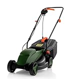 IRONMAX 12A Corded Electric Lawn Mower, 14' Walk-Behind Lawn Mowers with 3 Adjustable Cutting Positions, 9.3-Gallon Grass Catcher, Push Lawnmower for Backyard Garden Farmyard (Green, 12-AMP 14-Inch)