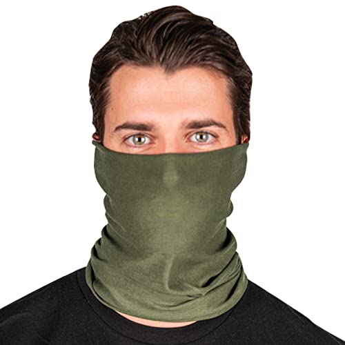 S A Company Single UV Face Shield | UV 30+ Multipurpose Neck Gaiter Balaclava for Adults | Tactical Green