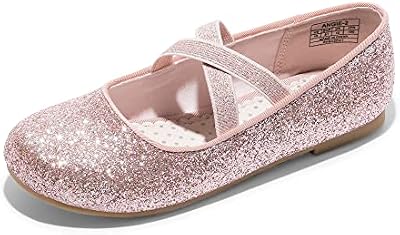 DREAM PAIRS Girls Dress Shoes Mary Jane Ballet Flats,Pink,12 Little Kid