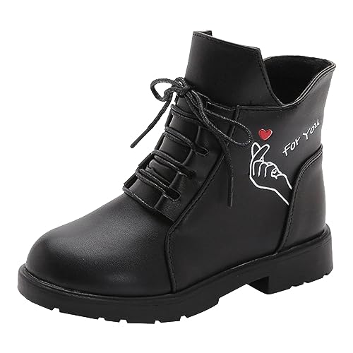 Girls Short Ankle Boots Side Zipper Lace up Work Boots Waterproof Combat Boots Work Boots for Boys Girls