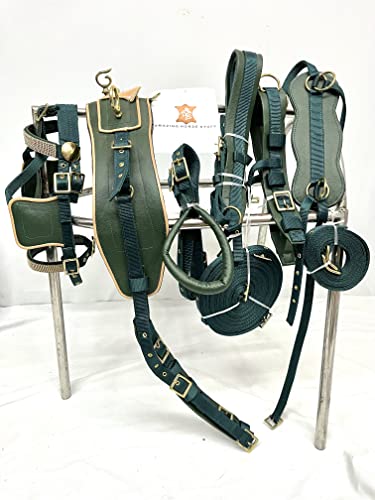 AMAZING HORSE STUFF Olive Green Nylon Driving Harness |