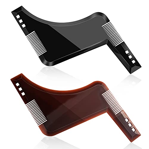 Plantilla para Barba Herramienta para dar Forma a la Barba Modelado de Barba para Contornos de Barba Exactos 2 Piezas Marrón Negro
