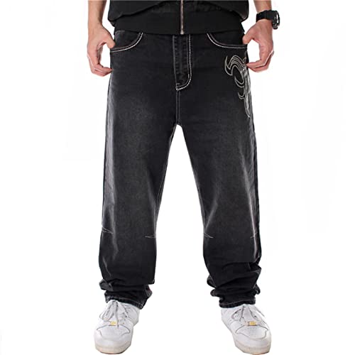 Veroders Men's Baggy Hip Hop Black Jeans- Loose Skateboard Pants Straight Baggy Skater Blue Jeans for Men