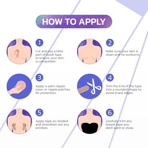 VENTEUR Boob Tape 4 Inches wide. Boobytape for breast lift. Water proof boobtape kit Includes Nipple Covers. 2025 Upgraded Breast Tape Gift for Women Beige4