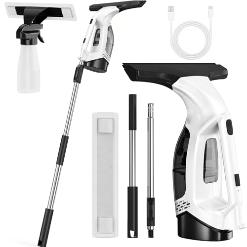 Xoopla Window Vacuum Squeegee Cordless, 2000Pa Electric Window Cleaner Tool with 150ml Water Collection Tank and 78-100cm Extension Pole, Cleaning Kit for Glass Doors, Tiles, Mirrors, Car