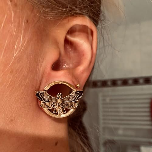Vankula Ecarteur Oreilles 1 Paire Double Évasé Plug Tunnel Mite en Acier Inoxydable Piercing Bijoux pour Femmes Hommes 8mm(0G) Or – vue 6