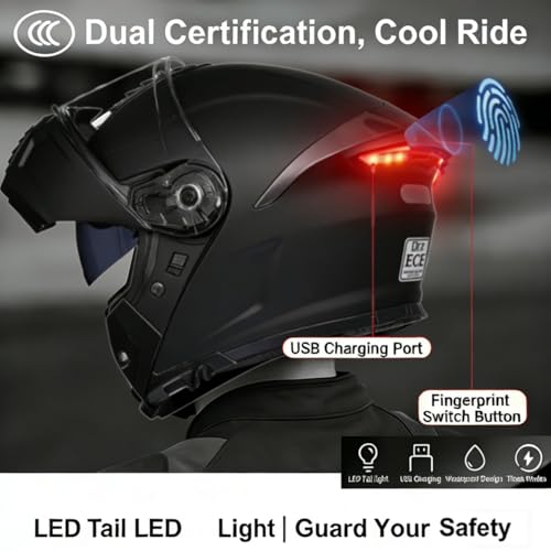 Casco modular con Bluetooth y luz LED trasera integrada para máxima seguridad nocturna 2