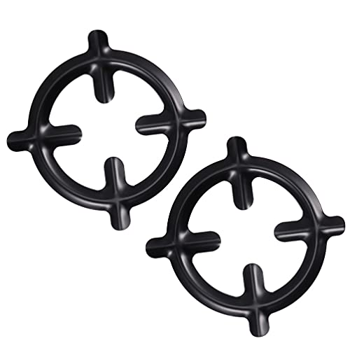 Yardwe Coffee Kettle Racks 2pcs Cast Iron Wok Ring Non Slip Stove Trivets Cooktop Range Pan Holder Stand Stove Rack Burner Grate for Gas Hob Stove Accessories Black Gas Ring Reducer