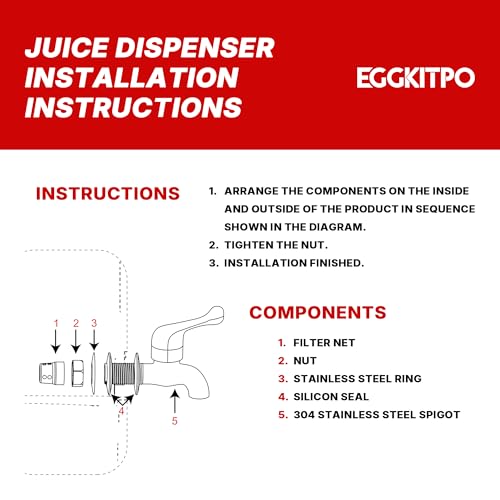 EGGKITPO 2.2 Gallon Drink Dispensers with 304 Stainless Steel Spigot for Parties Lemonade Dispenser with Wood Bracket Clear Cover Polycarbonate Beverage Dispenser for Home Use by EGGKITPO - Used condition - Image 7