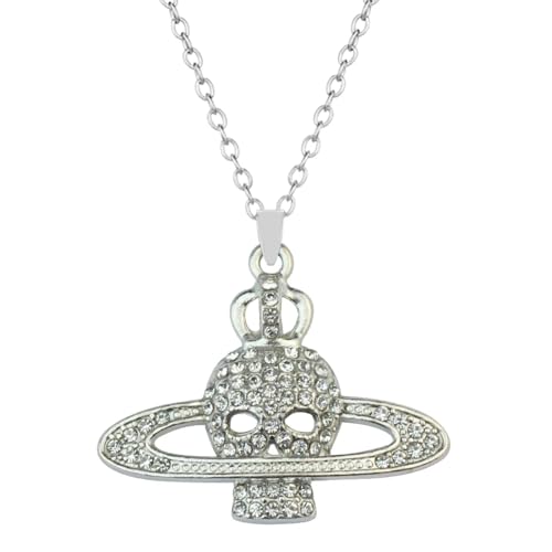 Collier couple Saturne punk argenté, le cadeau idéal pour styles rock et gothique