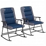 Outsunny Set of 2 Oversized Folding Rocking Camping Chair, Navy Blue