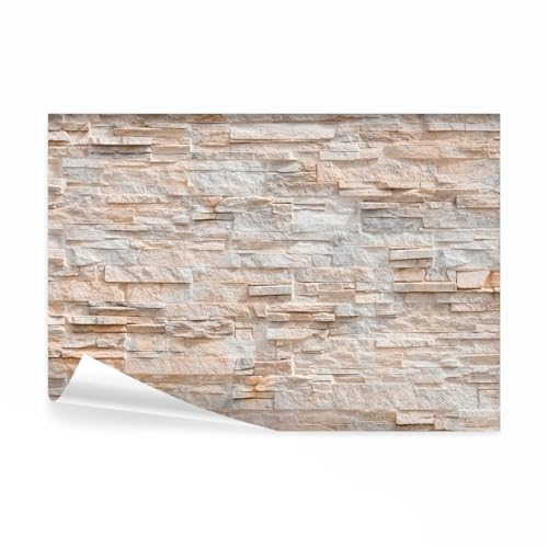 decomonkey Fototapete selbstklebend Steinwand Stein 343x256 cm XL Selbstklebende Tapeten Wand Fototapeten Tapete Wandtapete klebend Klebefolie Steintapete Stein Mauer Steinoptik 3D