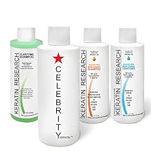 KERATIN RESEARCH Brazilian Keratin Hair Treatment Professional Results Complex Blowout with Argan Oil Improved Formula and Fragrance Queratina Keratina Brasilera Tratamiento CELEBRITY 4X