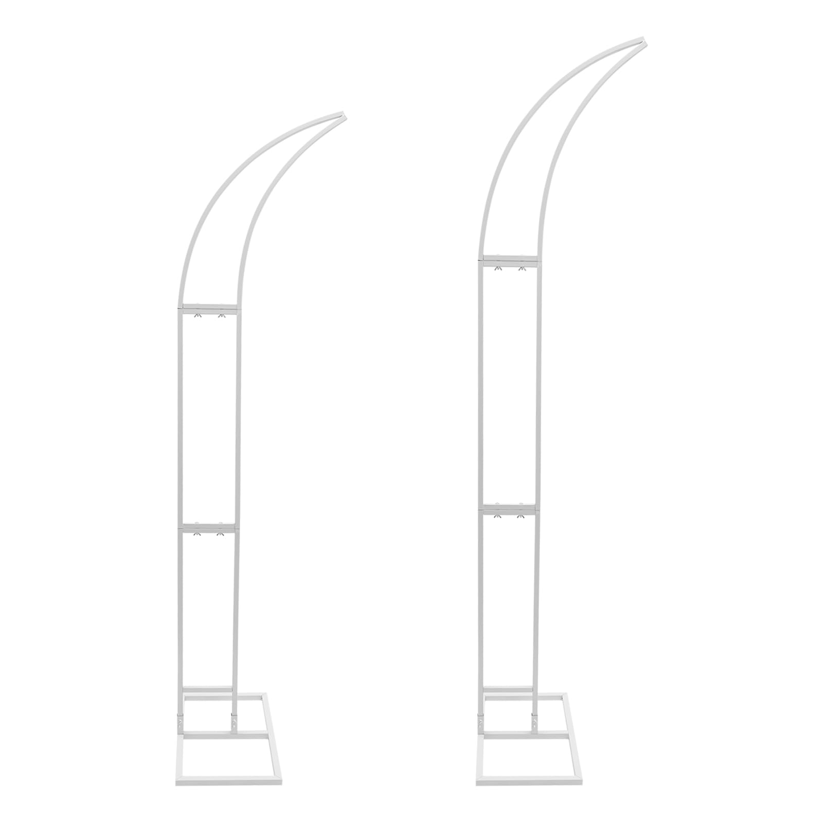 Support de Fond pour Arche de Mariage (2 pièces), 2,10 m × 1,90 m, Support en métal Demi-Lune (5 kg) pour fêtes d'anniversaire, cérémonies d'ouverture et banquets (Blanc)
