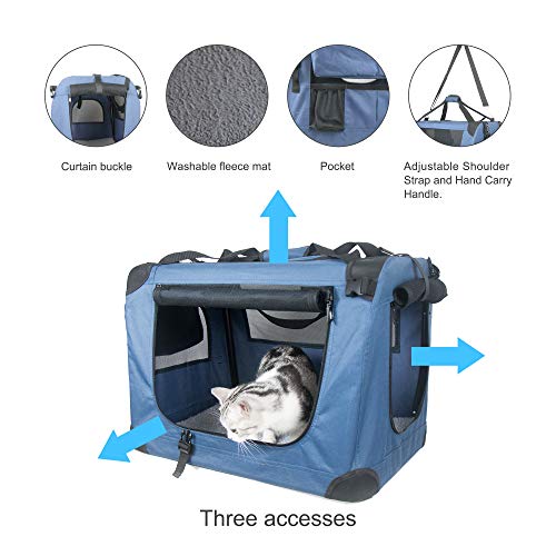Prutapet Large Cat Carrier 24"X16.5"X16.5" Soft-Sided Portable Pet Crate For Car Traveling With Collapsible Litter Box And Bowl #TOP3