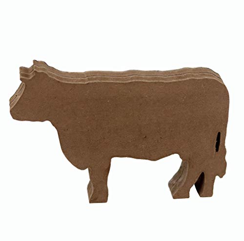 Parisloft Farm Fresh Wood Cow Shaped Sign Tabletop Decor, Carved Cow Statue Home Decor, Animal Sculpture Decorations #TOP5