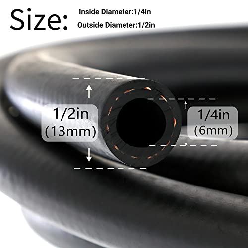 1/4 Id 10 Ft NBR Fuel Line Hose, Flexible Black Rubber