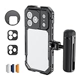 NEEWER Phone Cage Kit Compatible with iPhone 17 Pro Only, Video Rig Stabilizer Accessories with 67mm Filter Ring, 17mm & T Mount Lens Backplates, Quick Release Bluetooth Handle, PA143 (Black)