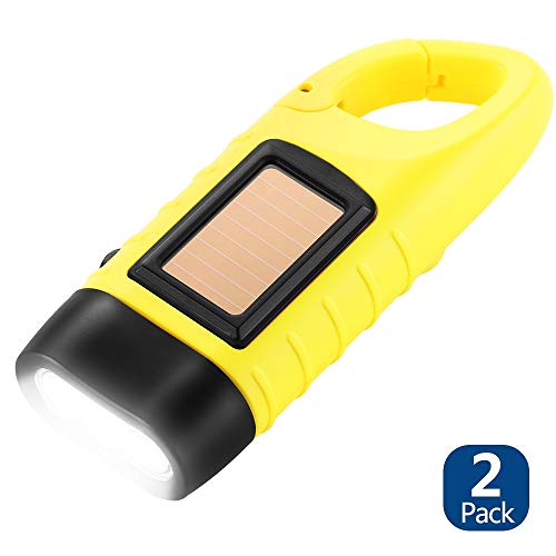 Miniatura 2 de Simpeak Paquete De 2 Linternas Led De Emergencia Con Manivela Solar, Linterna De Supervivencia Con Dinamo Para Deportes Al Aire Libre, Color Amarillo