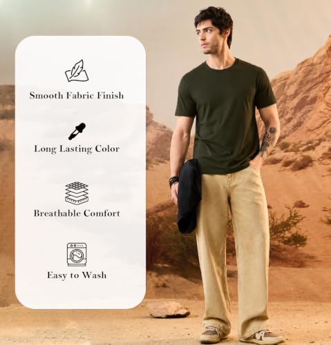 Image of Sleepynuts Men's Everyday Wear Crew Neck Regular Fit T-Shirt | Half Sleeve Solid Plain Casual T-Shirt for Men | Soft Breathable Fabric |