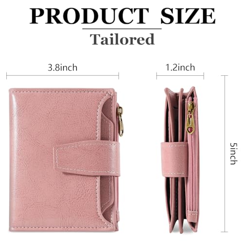 Image of Airkit Small Wallet Women RFID Blocking Soft Leather Bifold Compact Card Holder Wallet for Women with Zipper Coin Pocket 4 ID Window