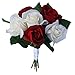 Red and Ivory Silk Rose Toss Bouquet (1 Dozen Roses) - Bridal Wedding Bouquet