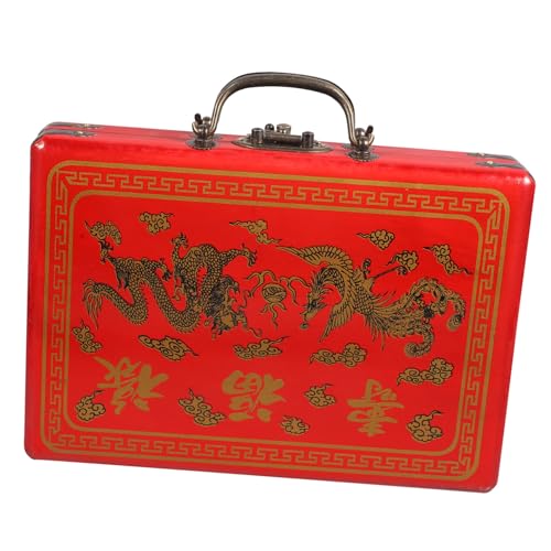Caja de mahjong de madera retro estilo chino para guardar fichas de dominó y majiang