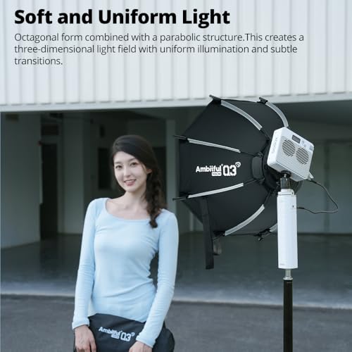 Ambitful Q3 Quick Release Octagonal Softbox with Grid, 31.4inch 80cm, One-Touch Foldable Photography Light Modifier for Godox ML60 ML100 AD300Pro, Portrait Video Studio Lighting by AMBITFUL - Image 6