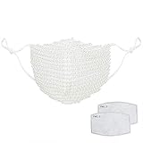 SAILA Halloween Kunoichi Masquerade Mask - Fashion Reusable Rhinestone music festival mask For Lady (Pearl-White)