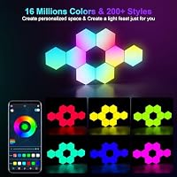 KIMIMARA Sechseckige LED-Wandleuchten – 12 Stück LED-Panels sechseckige Lichter Gaming RGB Paneele Synchron Musik Hexagone Panel Wand Licht für Gaming Zimmer – Ansicht 2