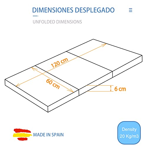 PEKITAS Colchón Cuna De Viaje Plegable 60x120 cm Altura 6 cm Incluye Bolsa Transporte Bebé Funda Desmontable Lavable Transpirable Estampado Globo Verdes - imagen 2