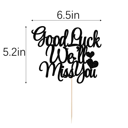 Arokippry Black Glitter Good Luck We'll Miss You Cake Topper For Graduation Party, Job Change, Farewell Party, Retirement, Housewarming Party Supplies #TOP1