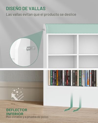 Miniatura 6 de Hzuaneri Estanterías Para Cd O Dvd Soportes, 15 Compartimientos, Para 747 Cds, 17 X 100 X 154,5 Cm, Estante Ajustable Para Salón, Oficina, Blanco Cr18003x