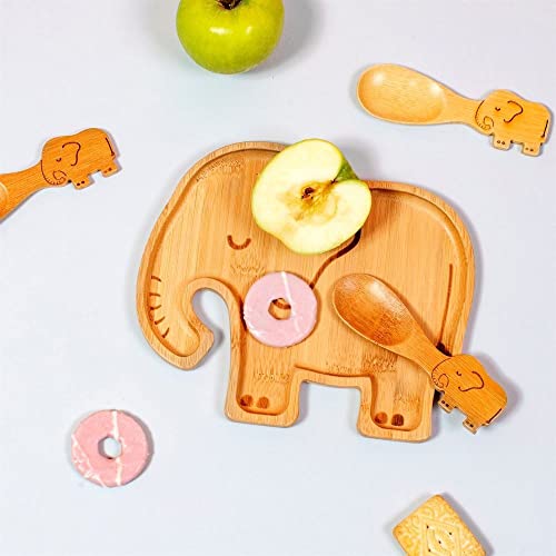 Sass & Belle Elephant Bamboo Plate – Eco-Friendly Baby Plate for Kids & Toddlers – Durable Natural Bamboo Plates, Lightweight & Fun Animal Design – Ideal Toddler Plates for Mealtime