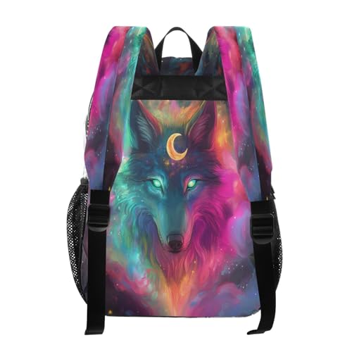 Colorful Wolf Moon Animal Clear Backpack Heavy Duty See Through Transparent PVC BookBag for Kids Boy Girl School Work3
