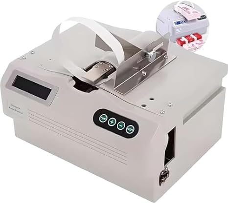 Automatic Paper Tape Binding Machine, 30 Bundles/Min, Hot Melt Cross Binding & Counting Function, Ideal for Banks, Offices & Retail - Includes 3 Rolls for Efficient Bill & Receipt Tying